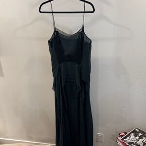 BCBGMaxAzria dark green Dress with Black lace